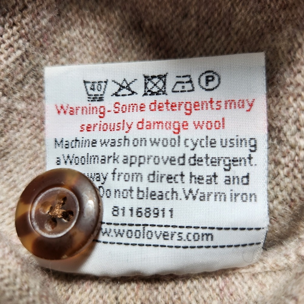 Woolovers Woolmark Mens Sweater Size Medium Beige 100% Pure New Wool - Picture 5 of 6